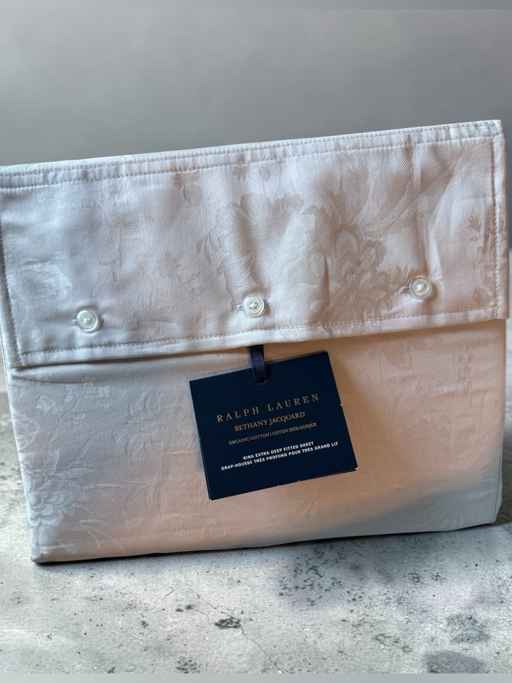 Ralph Lauren Home Bethany Jacquard King Extra Deep Fitted Sheet NWT